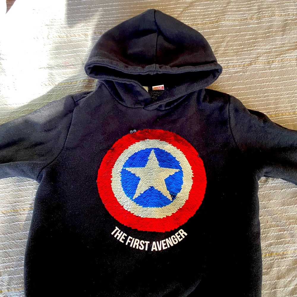 Zara Kids Flip Sequin Captain America Hoodie